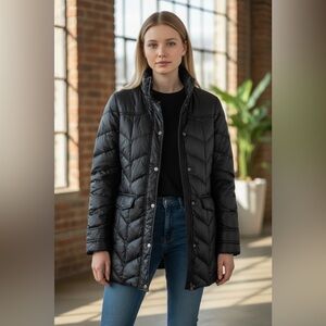 Lands’ End Women’s Goose Down Puffer Coat Black Medium 10-12